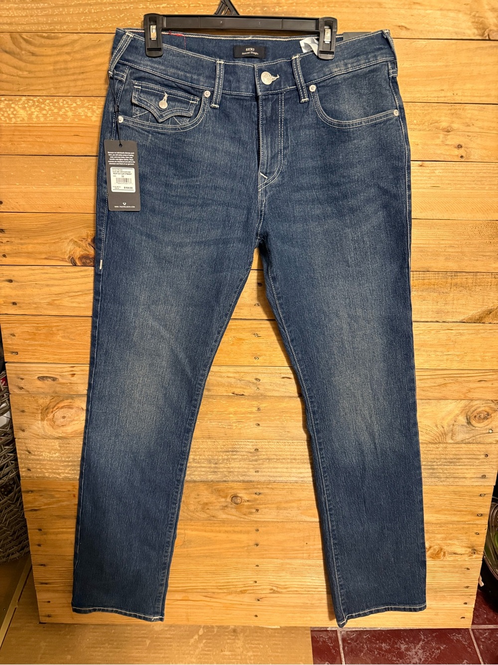 True Religion Men’s Slim Straight Jeans in Dark Blue